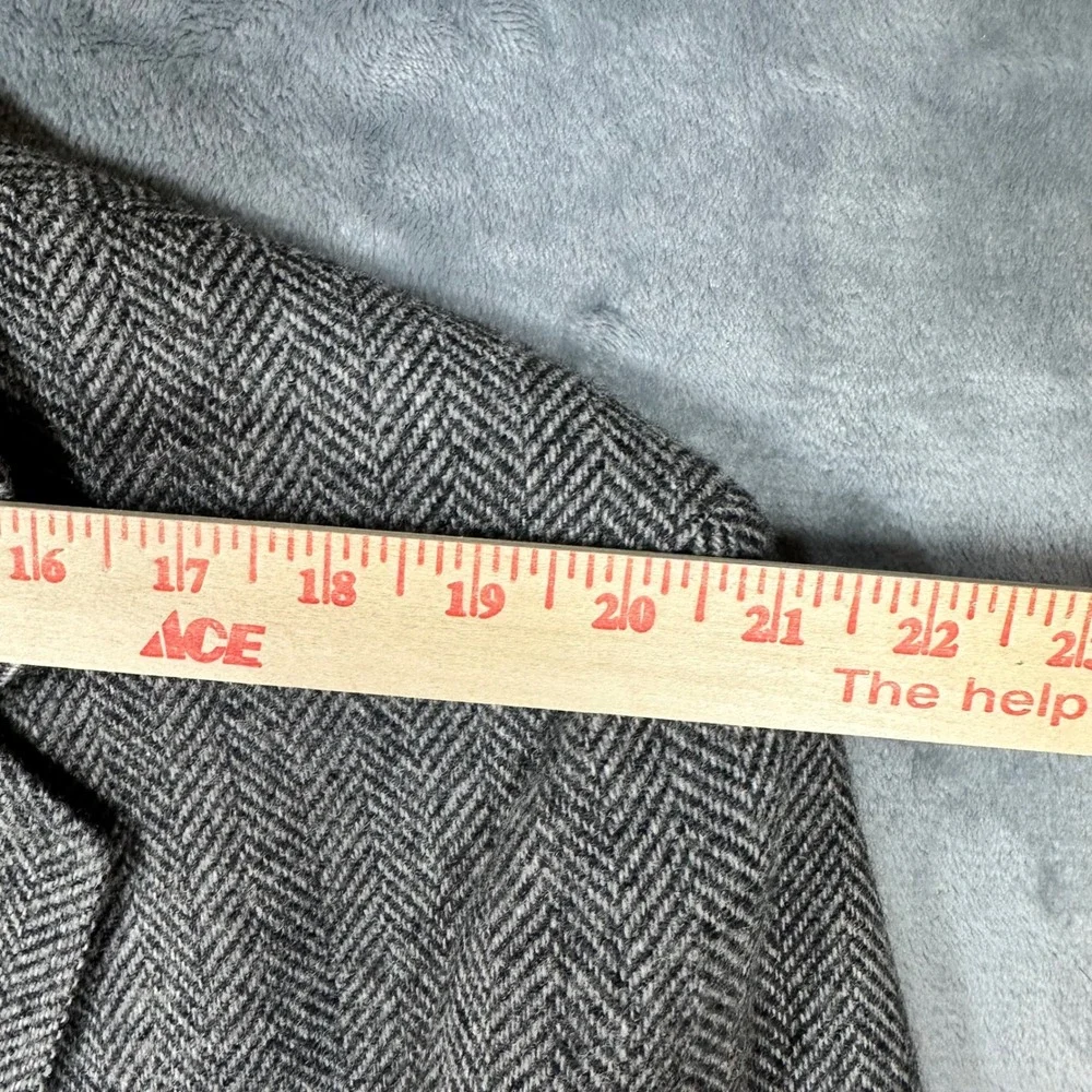 Adams Row Mens Grey Herringbone Wool Blazer Sport Coat Vintage Union Made USA